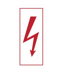 Znak Riziko úrazu elektrickým proudem transparentní50×30 mm