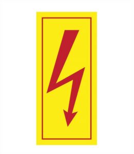 Znak Riziko úrazu elektrickým proudem žlutá 110×50 mm