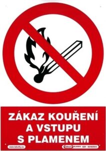 Zákaz kouření a vstupu s plamenem - plastová tabulka A4