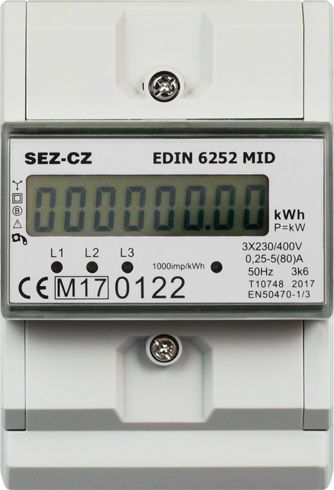 Elektroměr fakturační SEZ-CZ EDIN 6252 MID 5-80A 1tarif