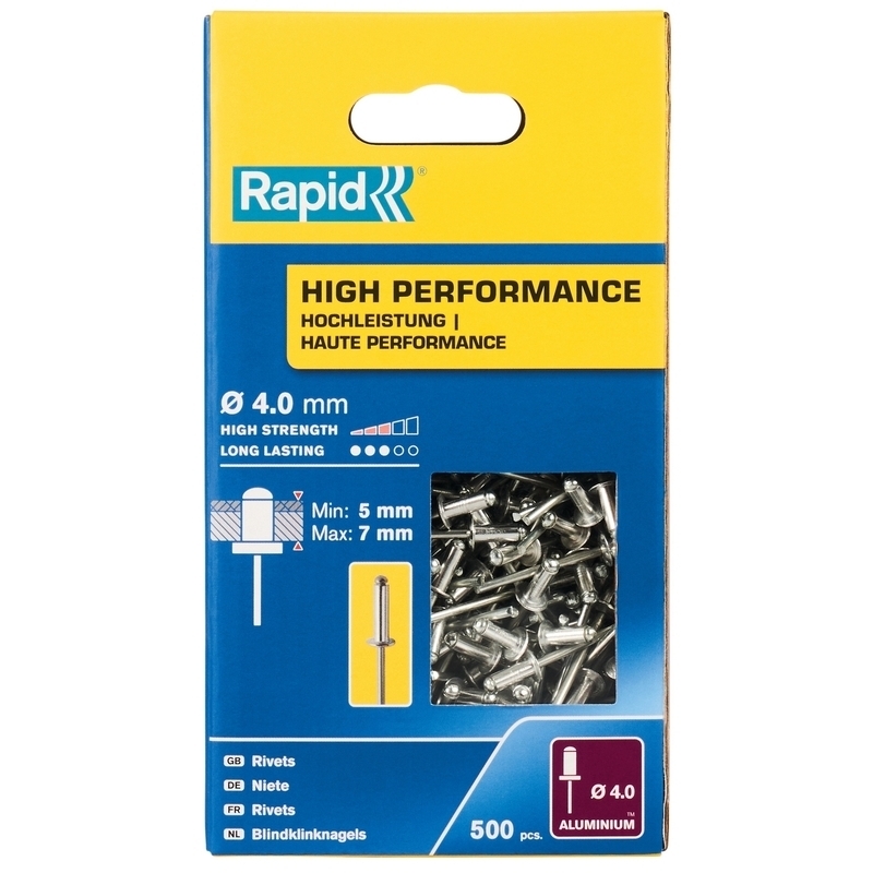 Nýty hliníkové Rapid High Performance 4×10 mm 500 ks Rapid