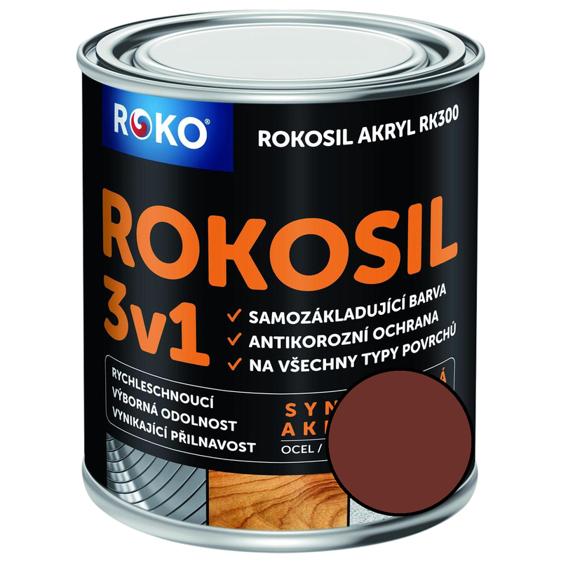 Barva samozákladující Rokosil akryl 3v1 RK 300 8440 červenohnědá