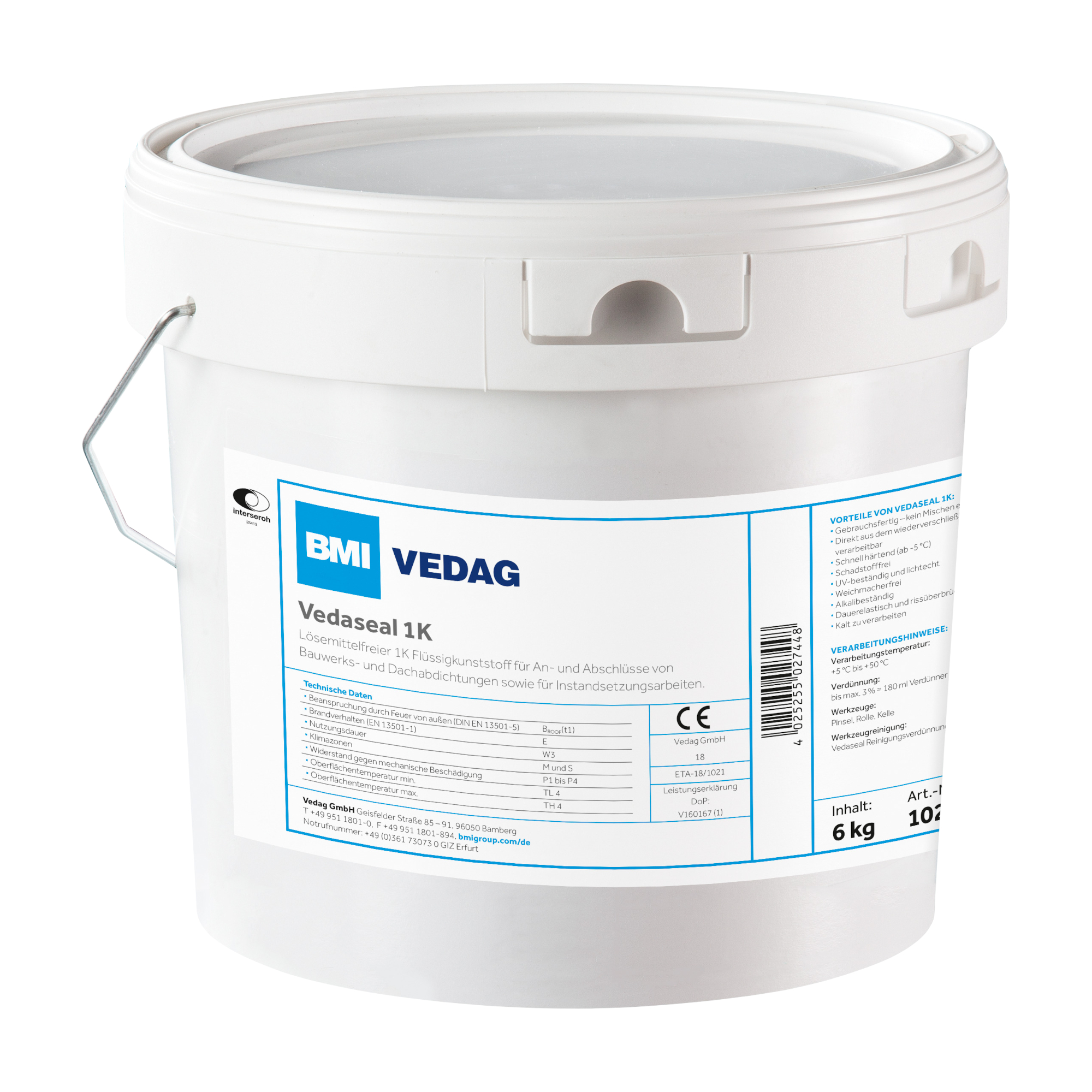 Stěrka hydroizolační VEDASEAL 1K 6 kg VEDAG