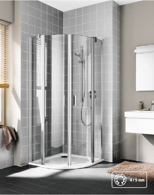 Kout sprchový Kermi CADA XS CKP55 800×800 mm stříbrná/čiré sklo R550 KERMI