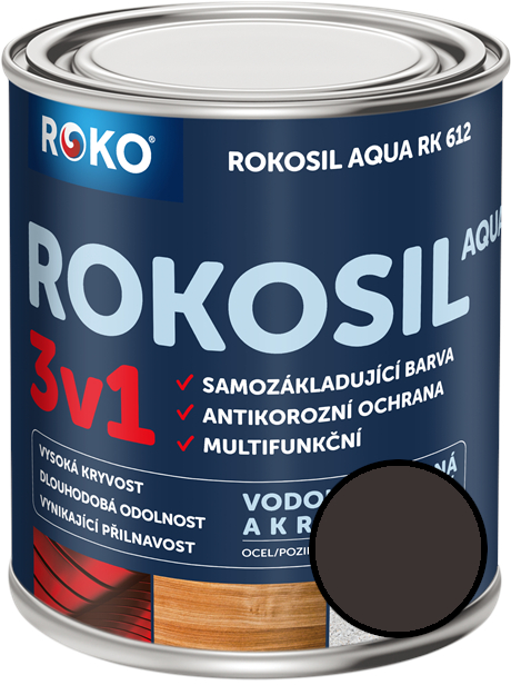 Barva samozákladující Rokosil Aqua 3v1 RK 612 2880 hnědá tmavá