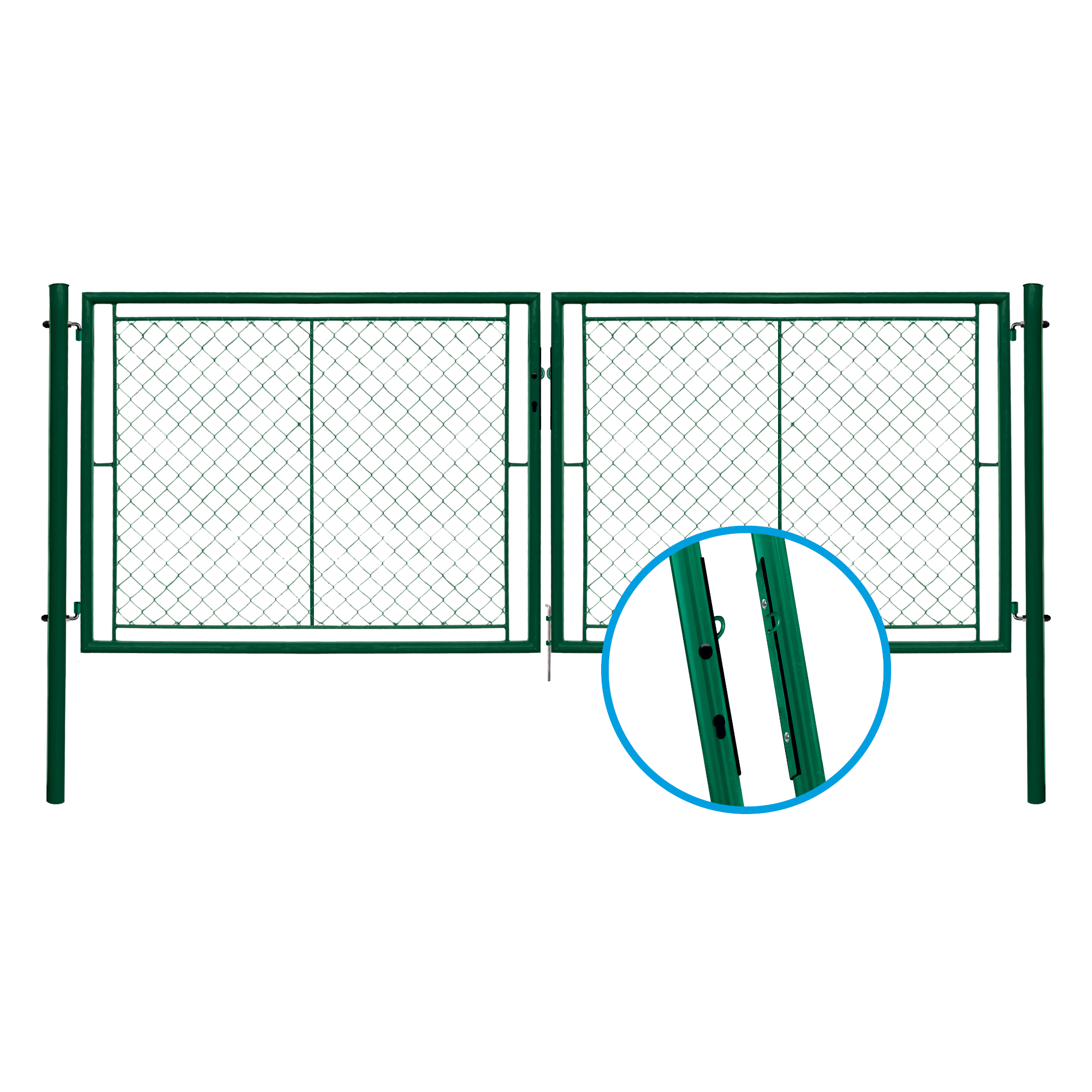 Brána dvoukřídlá Ideal Zn + PVC zelená šířka 4